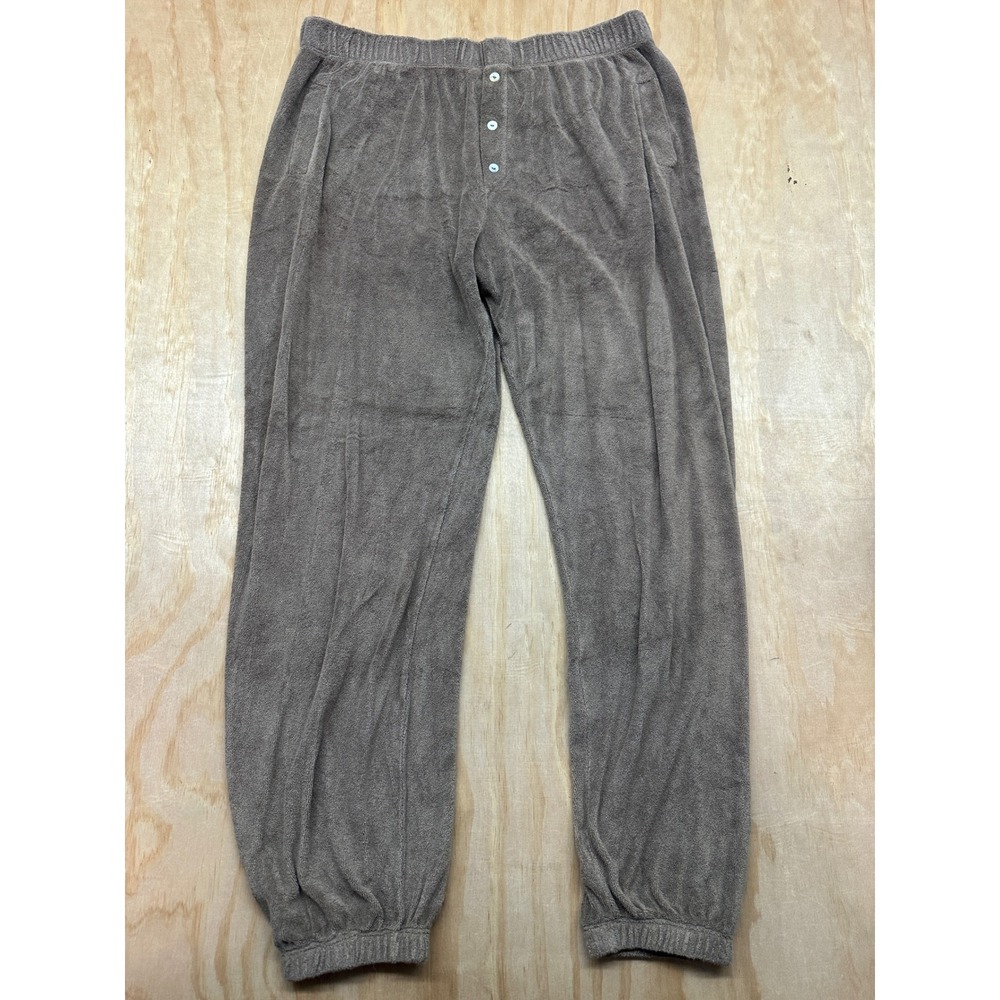 Beyond Yoga x Donni Terry Cloth Jogger Pants Brown L Loungewear Made in USA